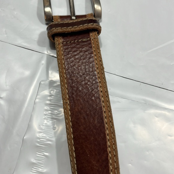 REI brown leather tan edges BELT Leather Belt REI-M7 35-39”waist 1.5”wide mens - Picture 7 of 13
